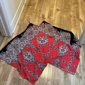 Bohemian Handkerchiefs Red and Black Juniors Size Mini Dress